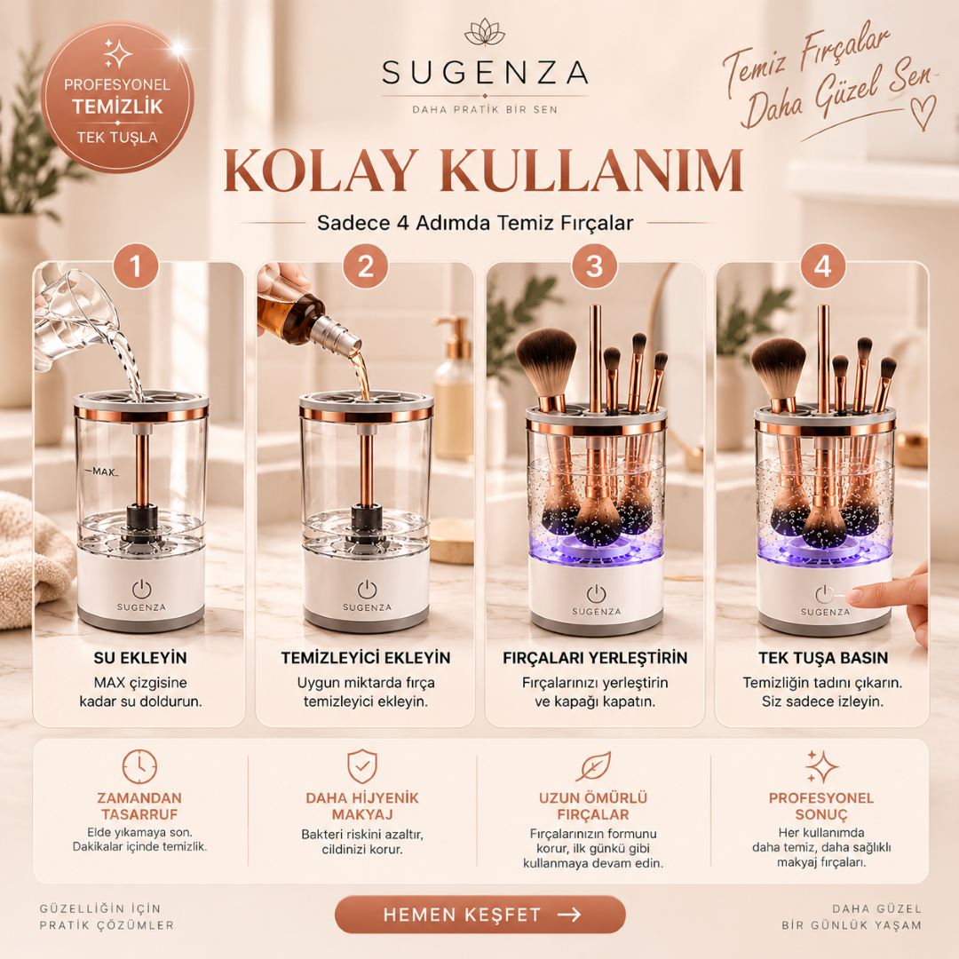 SUGENZA Lume™ | Otomatik Makyaj Fırçası Temizleyici